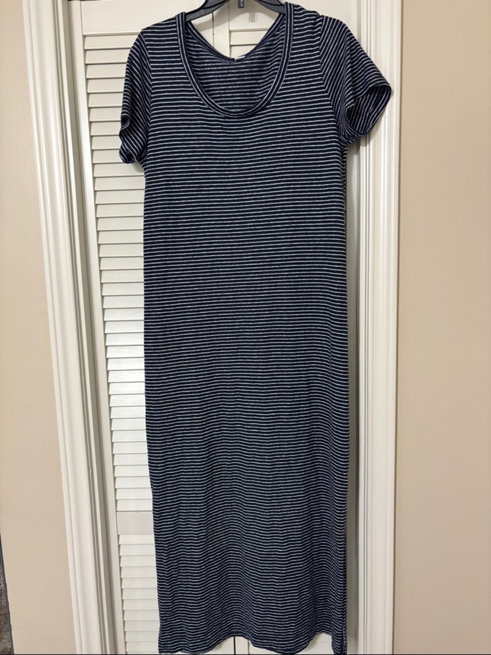 Old Navy Navy and White Striped Short-Sleeve Maxi Dress